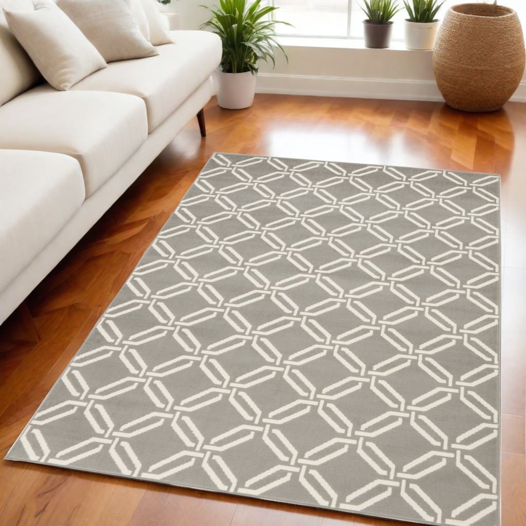 Kewe Power Loomed Non Skid Stain Resistant Area Rug By HomeRoots - 87' X '63' X '0.5