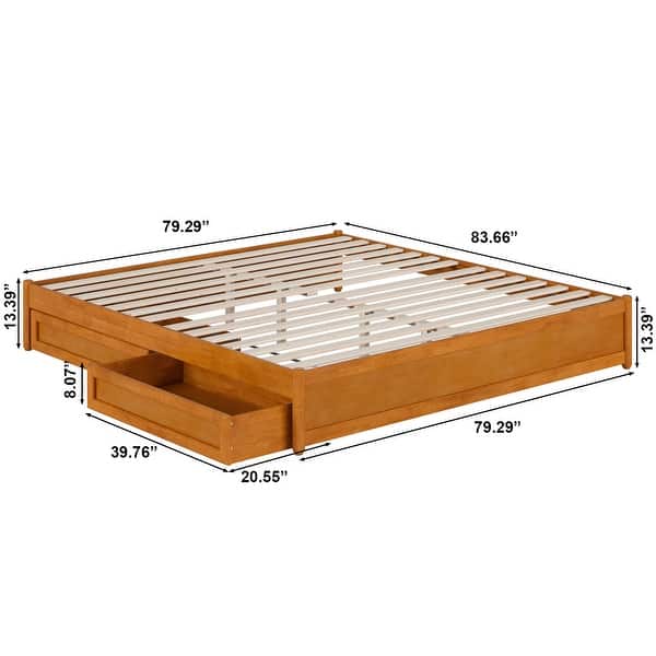 dimension image slide 19 of 20, Barcelona Panel Platform Bed with Storage Drawers