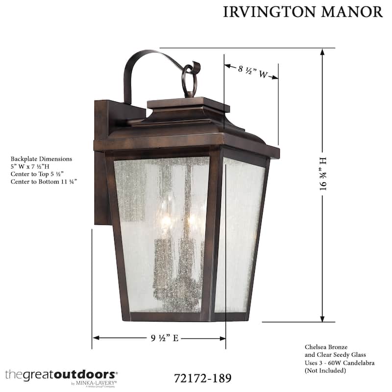 The Great Outdoors 72172-189 Irvington Manor 3 Light 17" Tall Outdoor