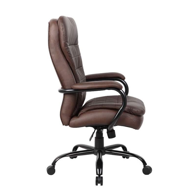 Ava Rolling Oversized Office Chair, Swivel, Brown Faux Leather, 400lbs