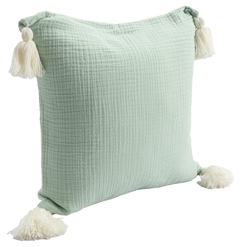 Sevita Solid Tasseled Turkish Cotton Throw Pillow