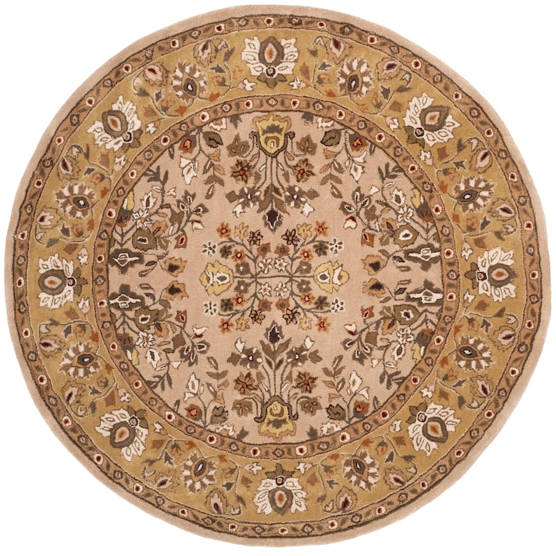 SAFAVIEH Handmade Total Performance Nere Oriental Rug - 6' Round - Ivory/Gold