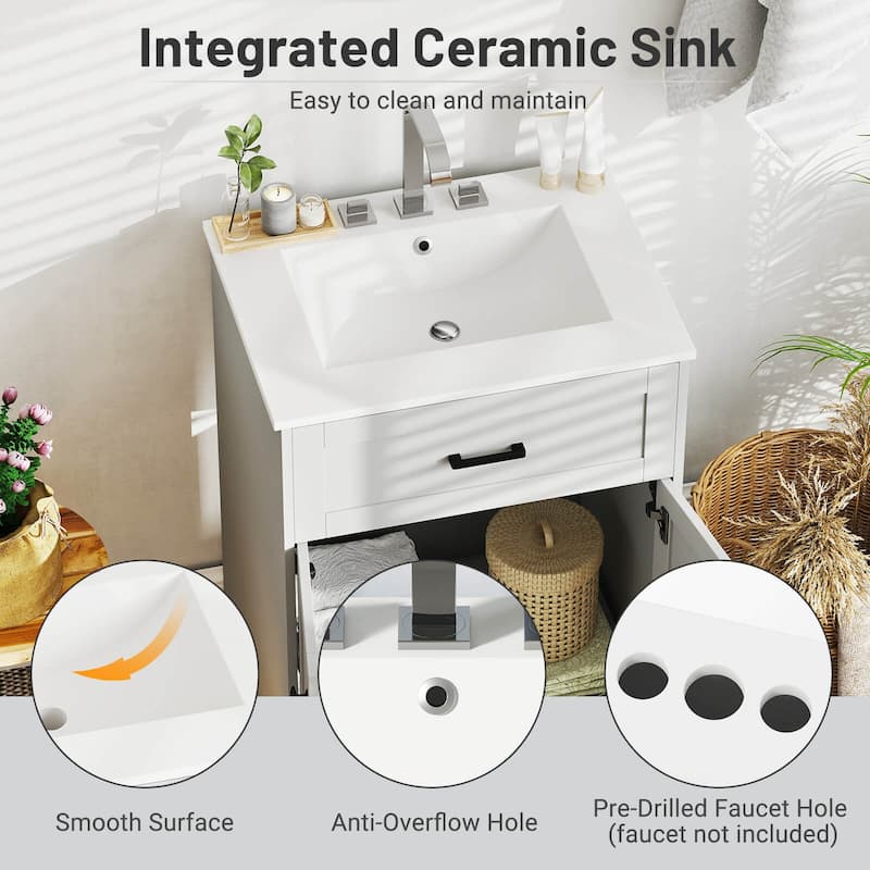 Costway Bathroom Vanity Unit with Basin Under Sink Bathroom Storage - See Details