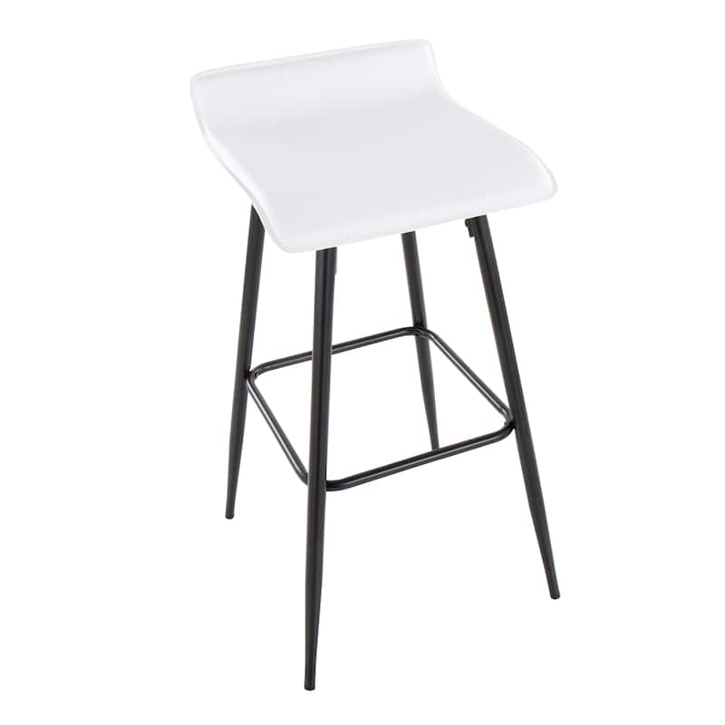 Ale Fixed-Height Bar Stool in Black Steel and Grey Faux - Set of 2 - 15"Lx15"Wx32.5"H