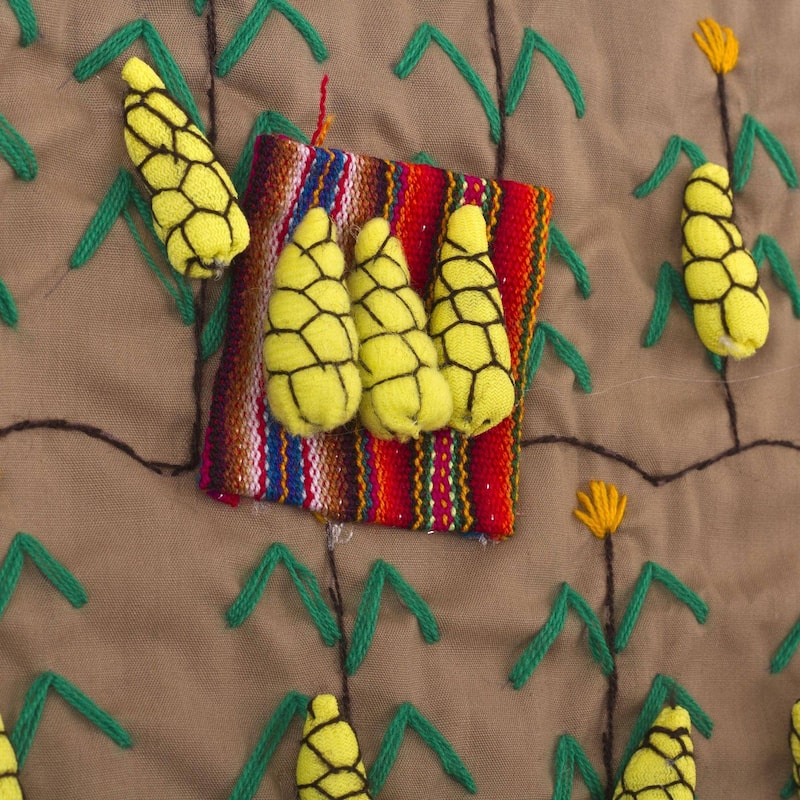 Novica Handmade Corn Harvest Cotton Applique Wall Hanging