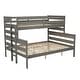 preview thumbnail 7 of 10, Gray Twin XL over Queen Size Solid Wood Bunk Bed with Ladder & Fence