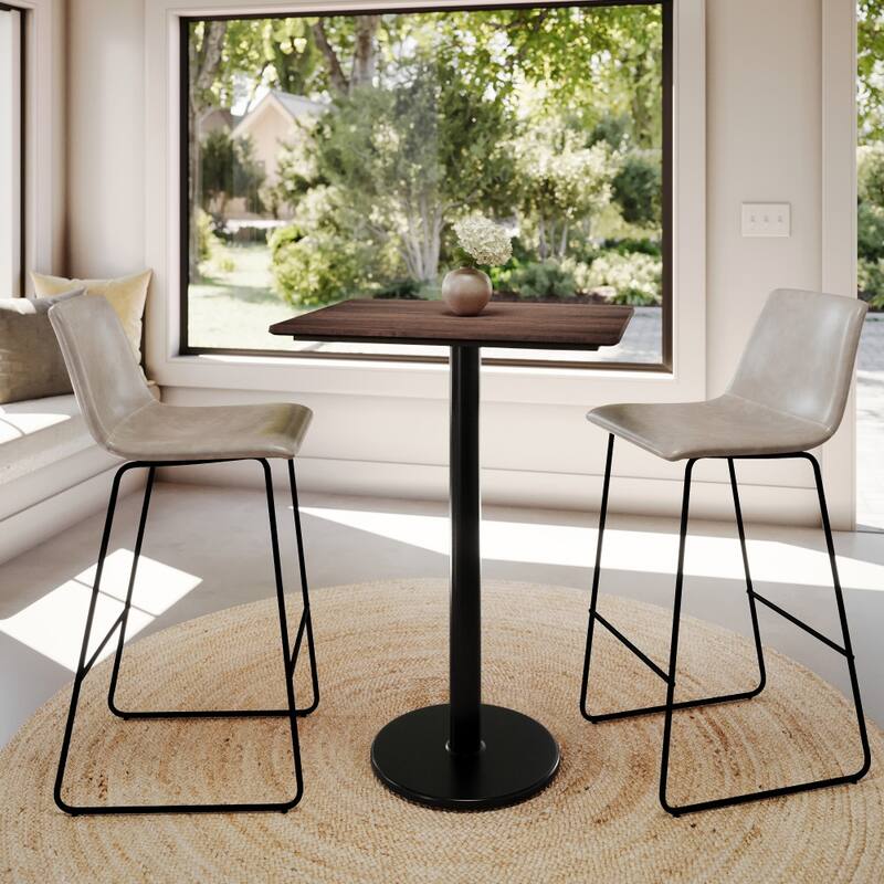 Commercial HPL Tabletop with Bar Height Round Base - 29.75"W x 23.75"D x 42"H