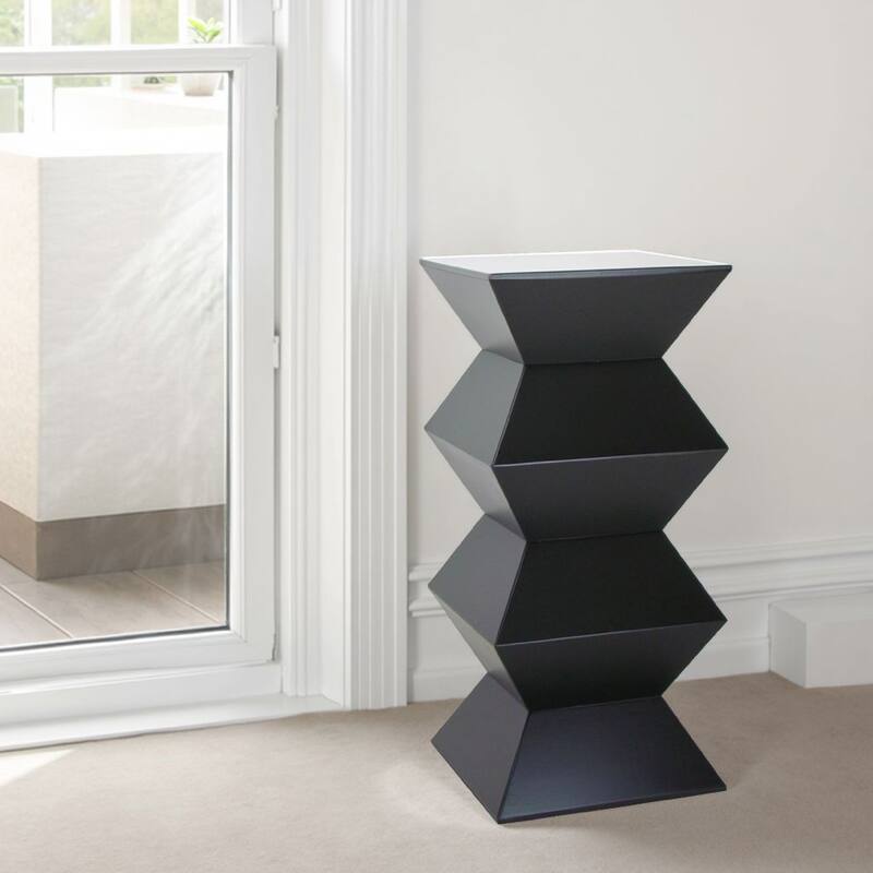 Contemporary Style Faceted Pedestal with Square Top, Black