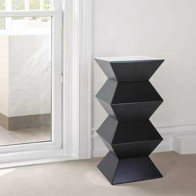 Contemporary Style Faceted Pedestal with Square Top, Black