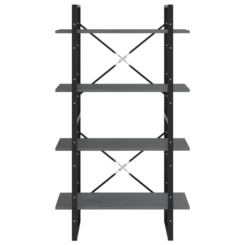 vidaXL 4-Tier Book Cabinet Black 31.5"x11.8"x55.1" Solid Pine Wood