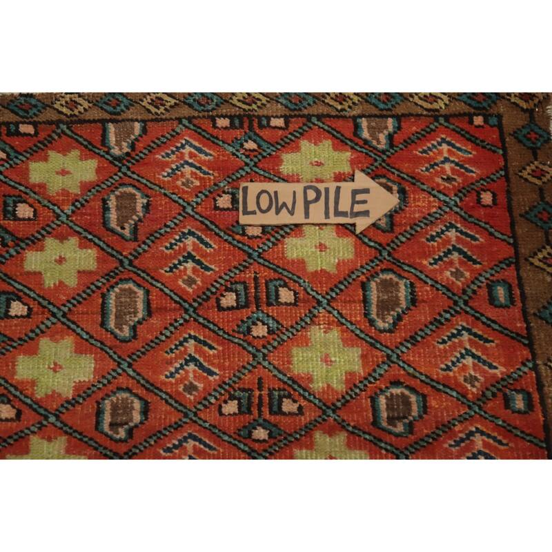 Hand Knotted Oriental 100% Wool Carpet Traditional Geometric Oranges & Rust Ardebil Area Rug - 4' 6'' X 3' 2''
