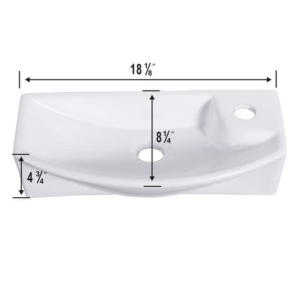 Laura Wall Mount Bathroom Sink 18" White Ceramic Vessel Sink with