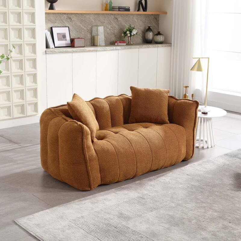 Soft Bean Bag Chair for Adults, Cozy Lazy Bean Bag Sofa, 2 Seat with Armrests for Home