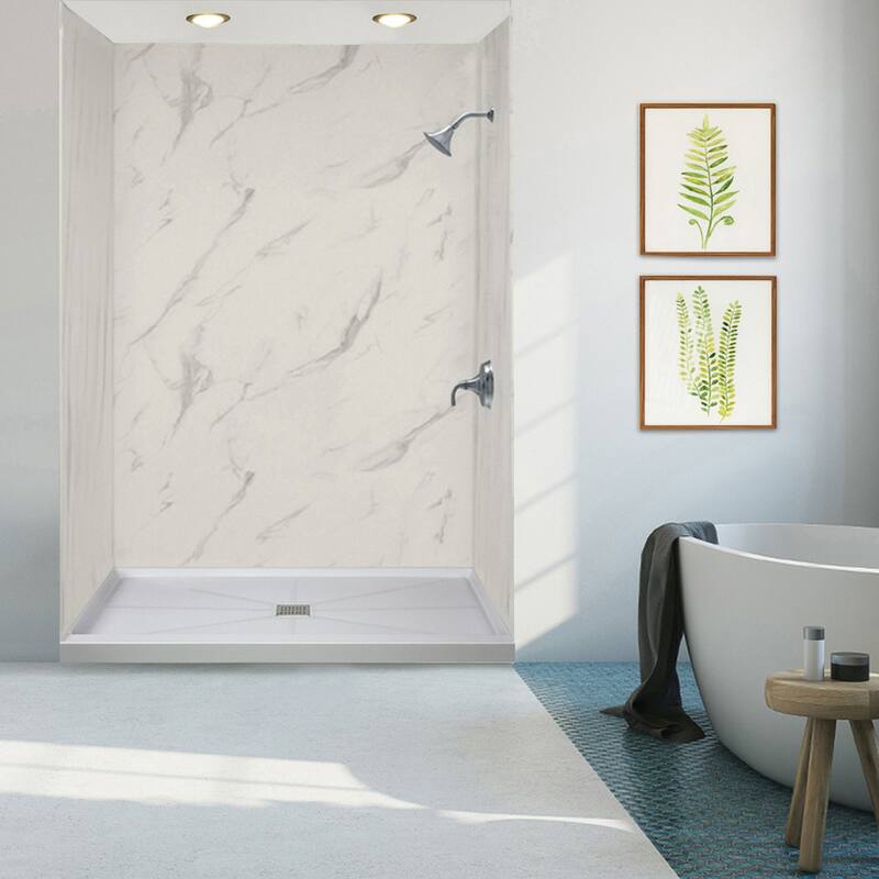 Transolid FL6032C-31 Linear 60-in L x 32-in W Single Threshold Shower Base with a Center Drain - 60-in L x 32-in W - Grey