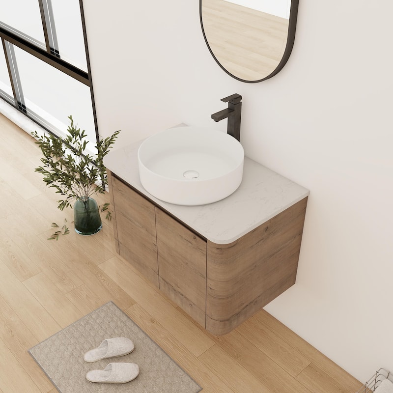Bathroom Vanity With Sink In 24/30 Inch, Floating Bathroom Vanity With Soft Close Door