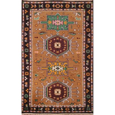 Geometric Kazak Accent Rug Handmade Traditional Wool Carpet - 3'0"x 5'0"