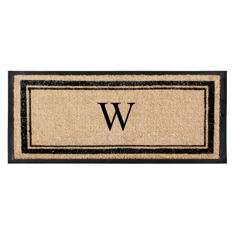 A1HC Natural Coir & Rubber Non Slip Thin Profile Front Door Large Monogrammed Door Mats 30x60 Inches - 30"x60" - W