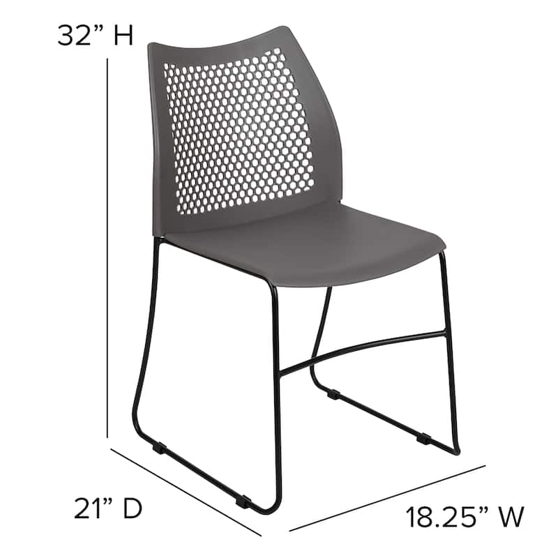 661 lb. Capacity Stack Chair with Air-Vent Back and Powder Coated Sled Base
