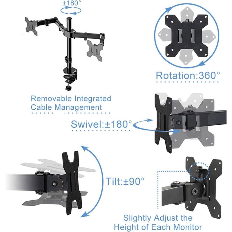 Rocelco 46 in. W Beige Height Adjustable Standing Desk Converter with Double Monitor Mount and Deep Keyboard Tray