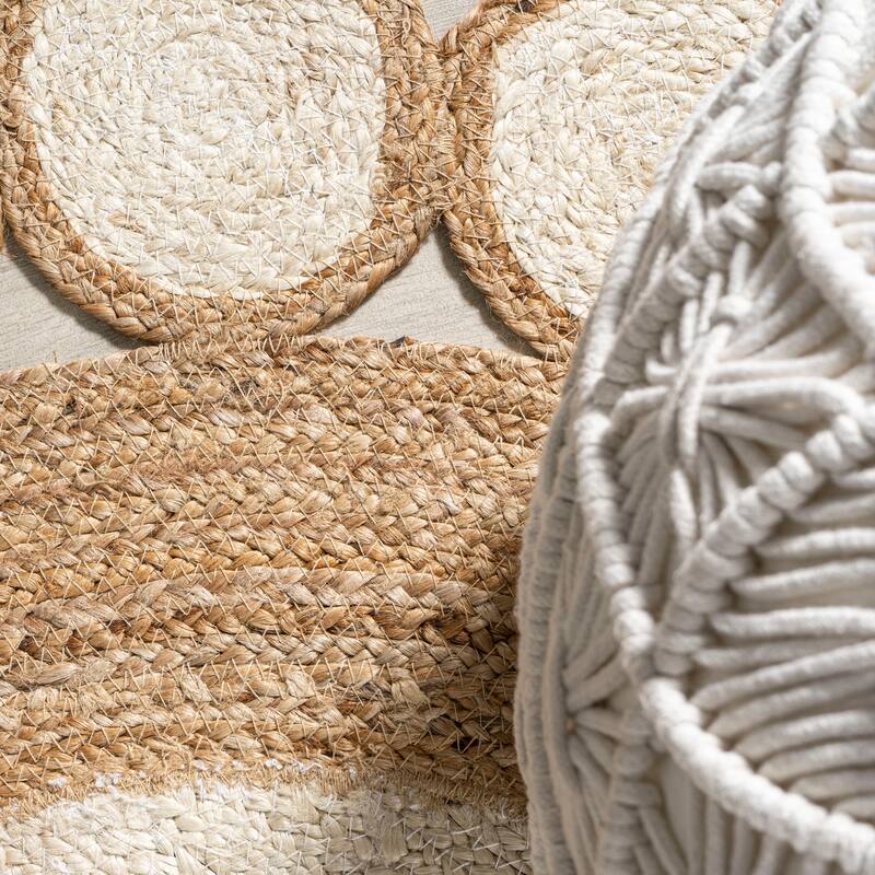 JONATHAN Y Daisy Two-Tone Jute Hippy Circle Area Rug