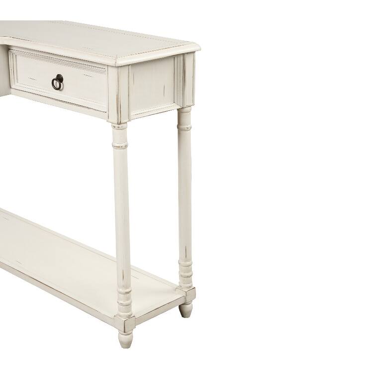 Nestfair Solid Wood Console Table with 3 Drawers and Shelf