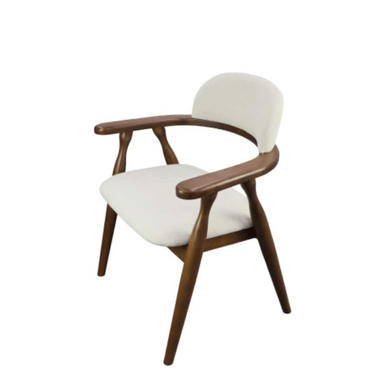 Christopher Knight Home - Mid-Cenutry Farmhouse Upholstered Wood Dining Chairs with Curved Backrest and Armrest, Set of 2