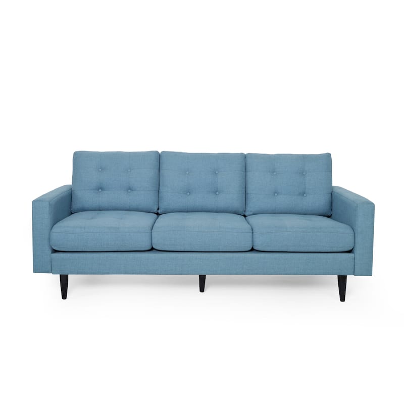 Modern 82.75" Button Tufted 3-seater Sofa with Birch Wood Legs for Living Room