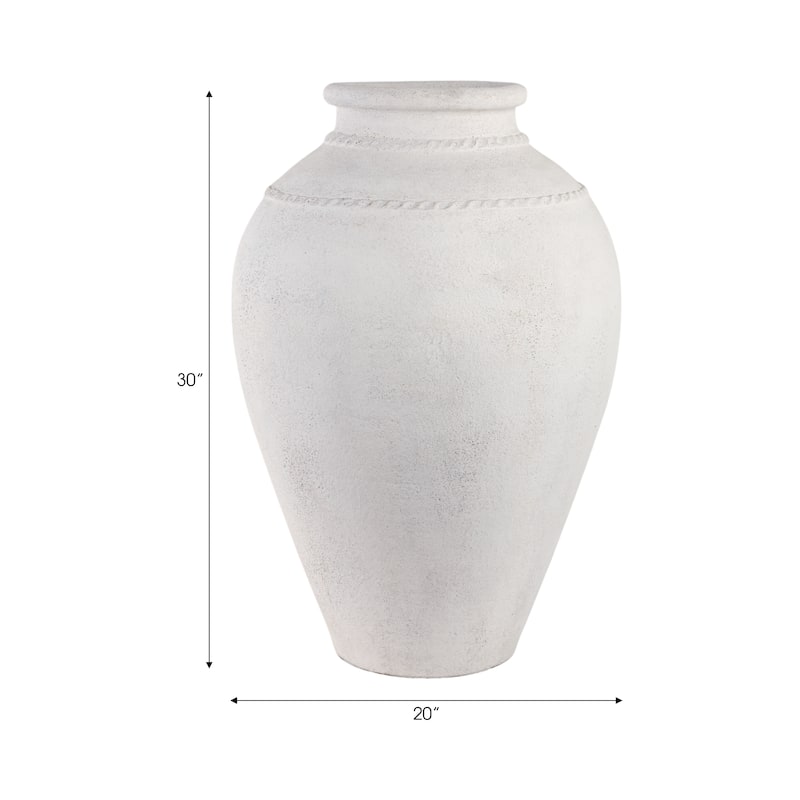 Ceramic Sculpted Rim Textured Floor Vase - 30"