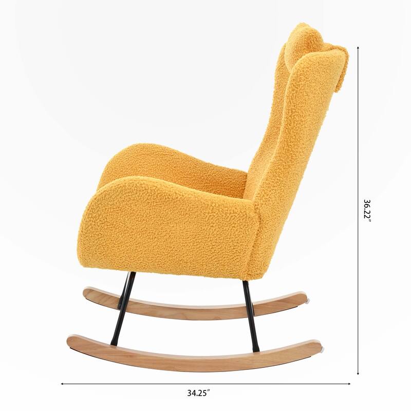 Teddy Rocker Glider Chair with High Backrest and Adjustable Headrest