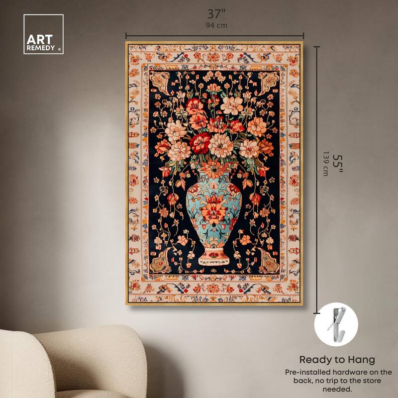 Persian Vase and Flowers II Canvas by Art Remedy