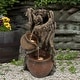 preview thumbnail 3 of 7, Brown Resin Tree Farmhouse Pots Outdoor Water Fountain with Lights