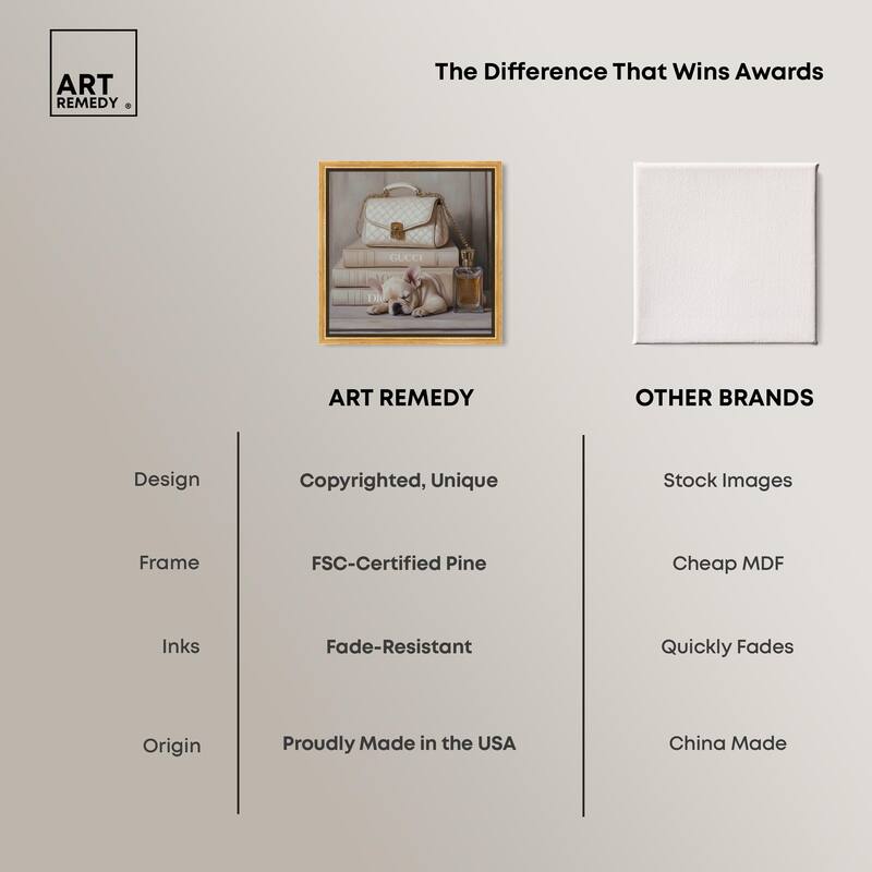 Ivory Books and Frenchie Canvas by Art Remedy