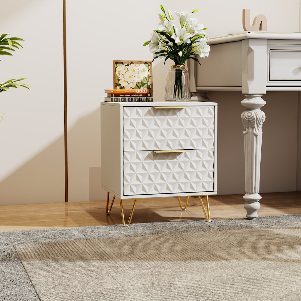 Set of 2 Nightstand Storage Cabinet with Drawers, File Cabinet Bedside Table Lamp Table Dressing Table