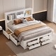 preview thumbnail 4 of 12, White King Size Platform Storage Bed Frame with Bookcase Headboard & 8 Drawers, Storage Compartments for Teens Adults