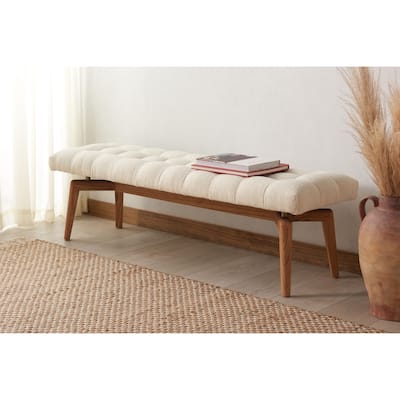 SAFAVIEH Couture Gallagher Tufted Bench (Fully Assembled) - 59Wx18Dx18H