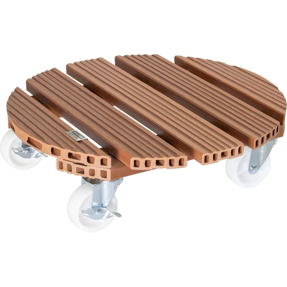 WAGNER design yourself 15.1" Large Round WPC Plant Caddy, Indoor/Outdoor, with Brakes