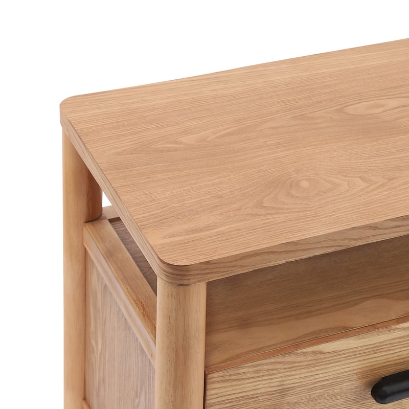 Christopher Knight Home - Modern Minimalist 23.62" Nightstand with Rounded Wood Legs & Open Storage Shelf, Multi-Functional Use