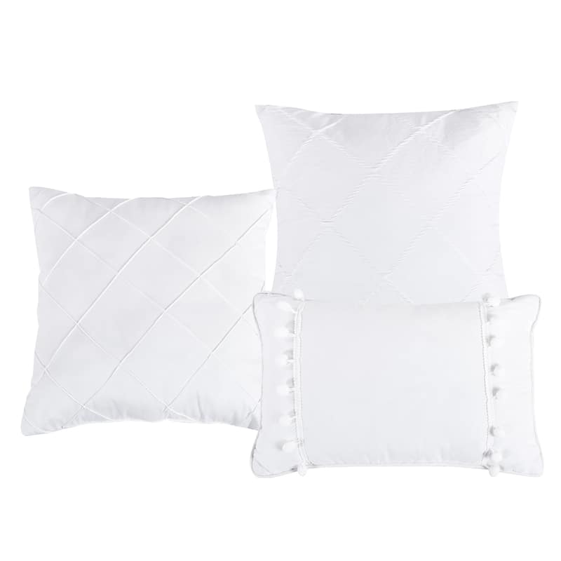 DCP 4 Piece All Season Soft Polyester Bedding Comforter Set,White with Striped Folds