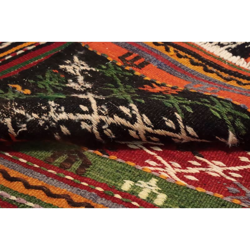Hand Woven Oriental 100% Wool Carpet Southwestern Tribal Multi-Colored Kilim Area Rug - 7' 7'' X 5' 4''
