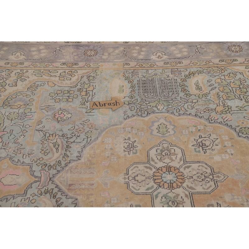 Antique Distressed Tabriz Persian Rug Home Decor Handmade Wool Carpet - 6'5" x 9'7"