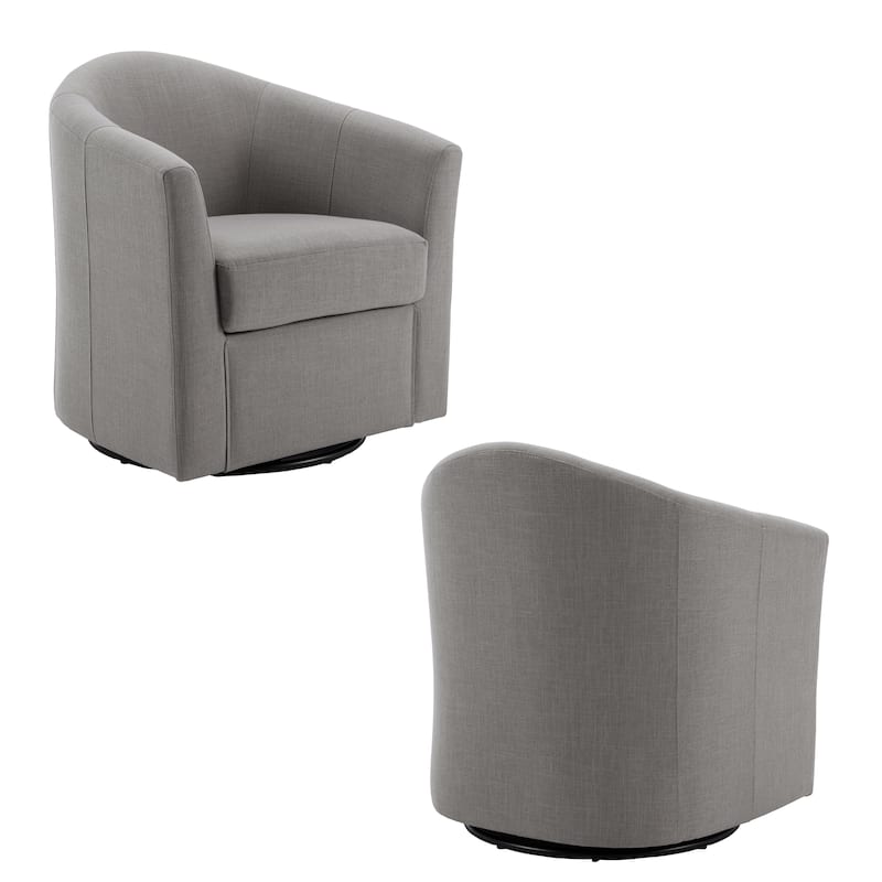 Set of 2 Modern Upholstered Swivel Barrel Chair Living Room Accent Chair