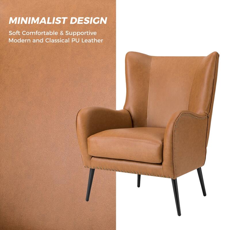 Invidiae Wooden Upholstered Armchair with Metal Legs Set of 2