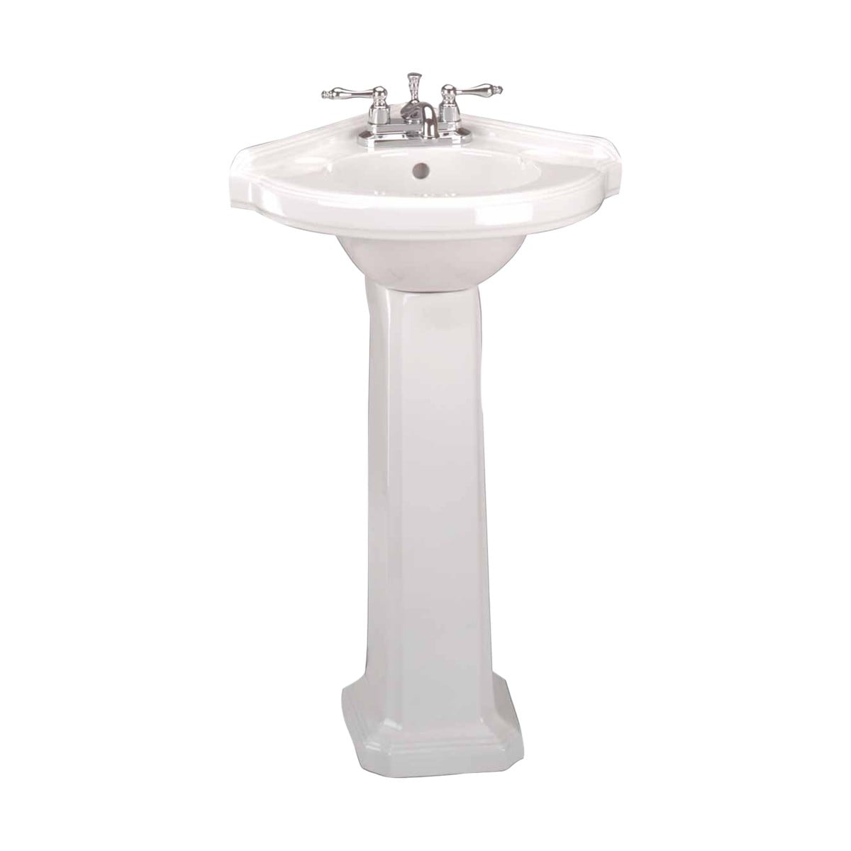 Small Corner Bathroom White Pedestal Sink Vitreous China