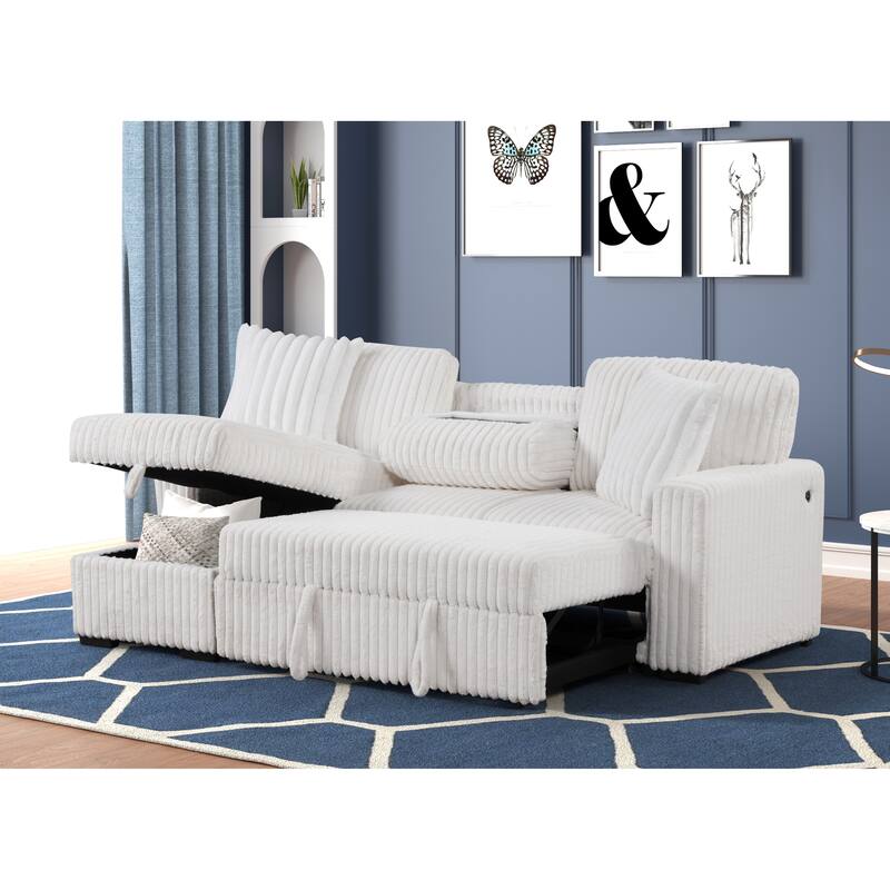 Plush Sectional in Black, Cream and Gray
