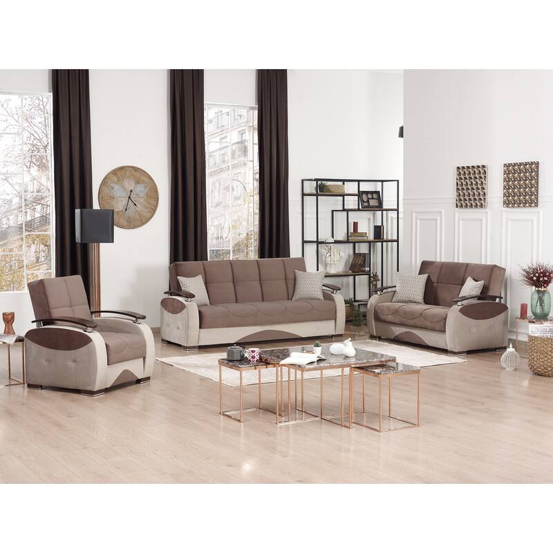 Collection Upholstered Convertible Loveseat With Storage
