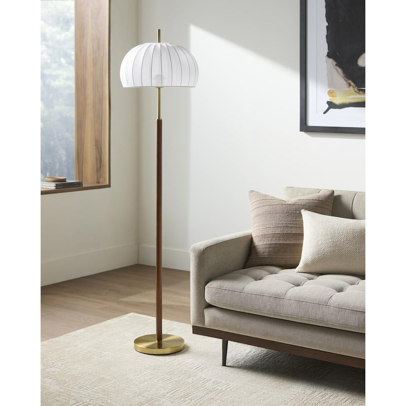 Livabliss Ceduna Rustic Accent Floor Lamp - 61"H x 15"W x 15"D - Beige/Gold