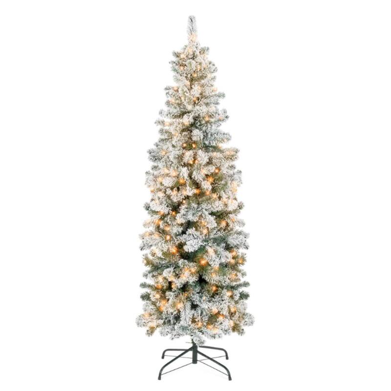 6.5 Ft Artificial Christmas Trees with Lights, Christmas Decorations Tree, White - 6.5 ft - White