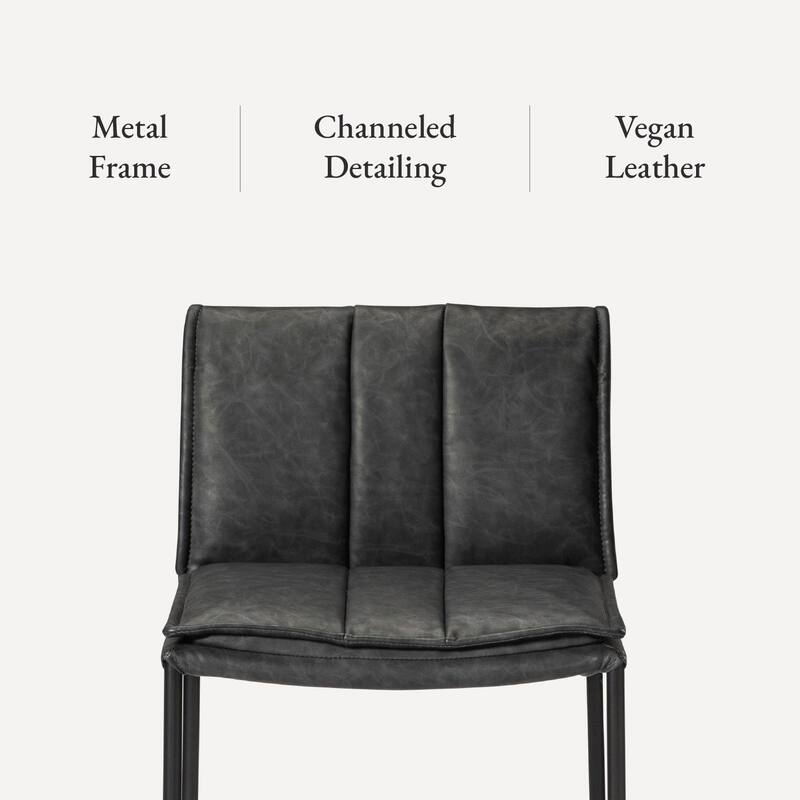 Maven Lane Gerard Bar Metal & Vegan Leather Kitchen Dining Stool