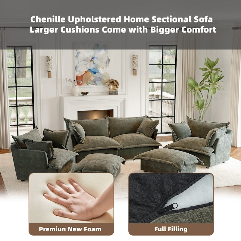 Cloud Chenille Upholstered Modular Sectional Sofa