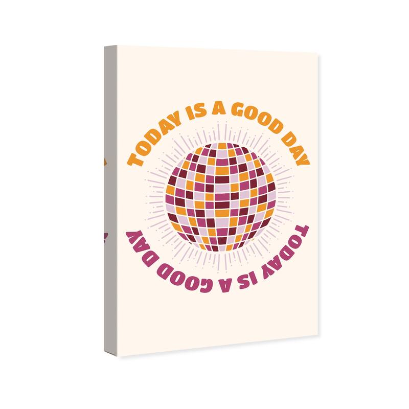 Wynwood Studio Canvas Typography and Quotes Today Disco Ball Purple and Apricot Wall Art Canvas Print